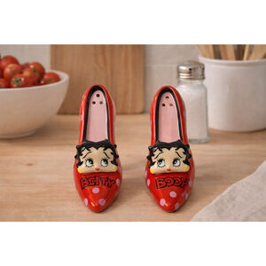 Betty Boop Red Polka Dot Salt & Pepper Shakers Collectible Kitchen Decor